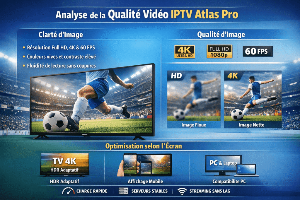 Video quality layers infographic, HD clarity concept, blue purple gradient, minimalist visual, French labels